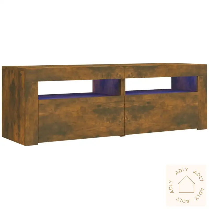 Tv-Benk Med Led-Lys Røkt Eik 120X35X40 Cm