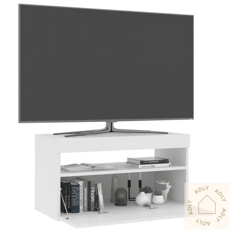 Tv-Benk Med Led-Lys Hvit 75X35X40 Cm
