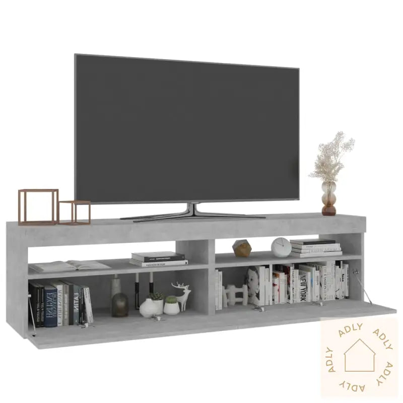 Tv-Benker 2 Stk Med Led-Lys Betonggrå 75X35X40 Cm