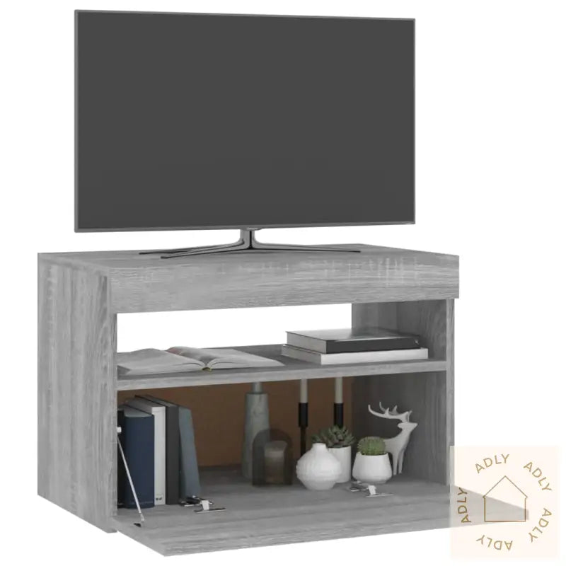 Tv-Benk Med Led-Lys Grå Sonoma 60X35X40 Cm