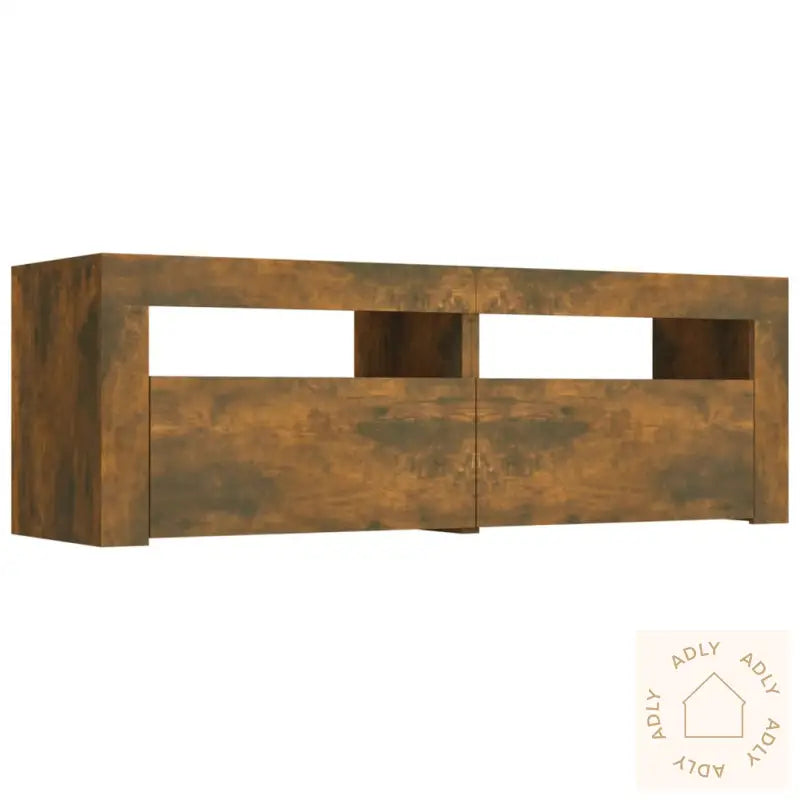 Tv-Benk Med Led-Lys Røkt Eik 120X35X40 Cm