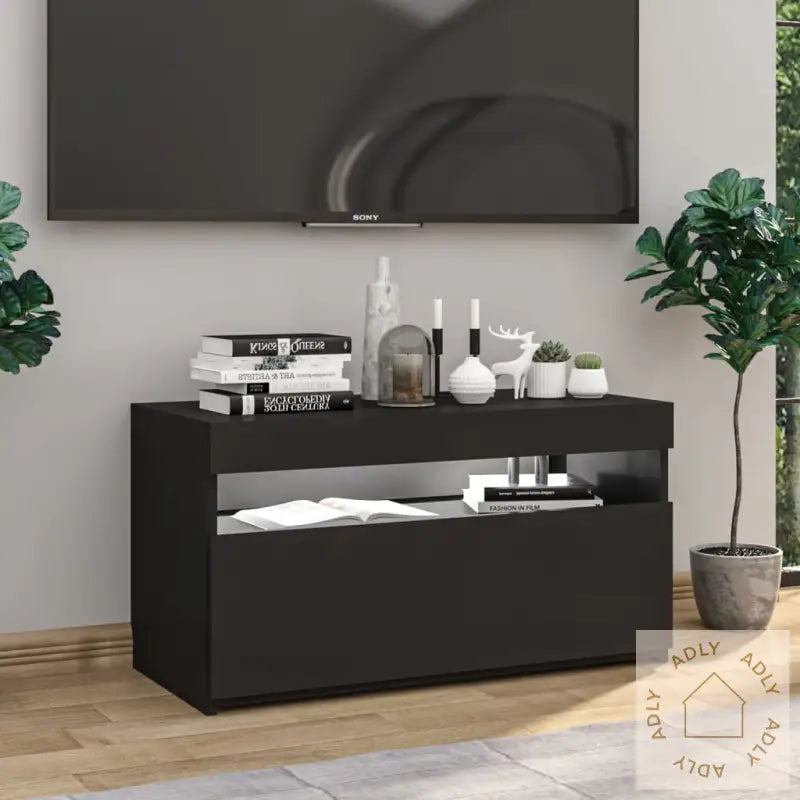 Tv-Benk Med Led-Lys Svart 75X35X40 Cm
