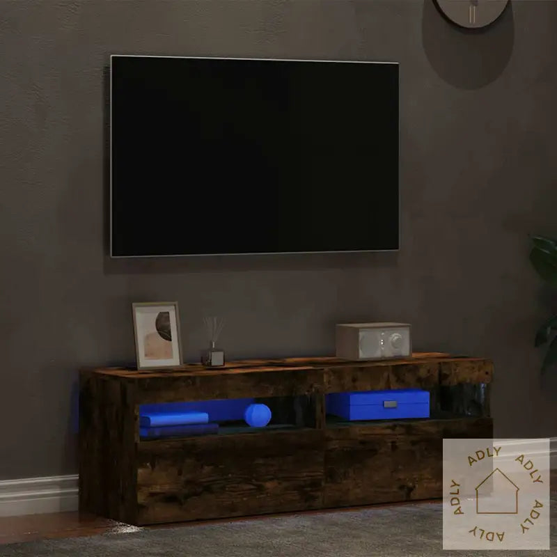 Tv-Benker 2 Stk Med Led-Lys Røkt Eik 60X35X40 Cm