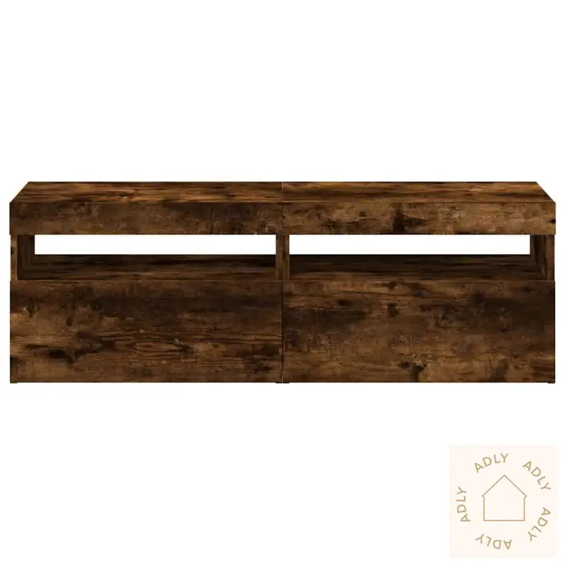 Tv-Benker 2 Stk Med Led-Lys Røkt Eik 60X35X40 Cm