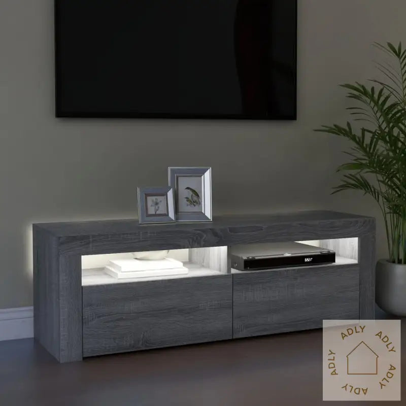 Tv-Benk Med Led-Lys Grå Sonoma 120X35X40 Cm