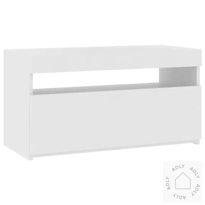 Tv-Benk Med Led-Lys Høyglans Hvit 75X35X40 Cm
