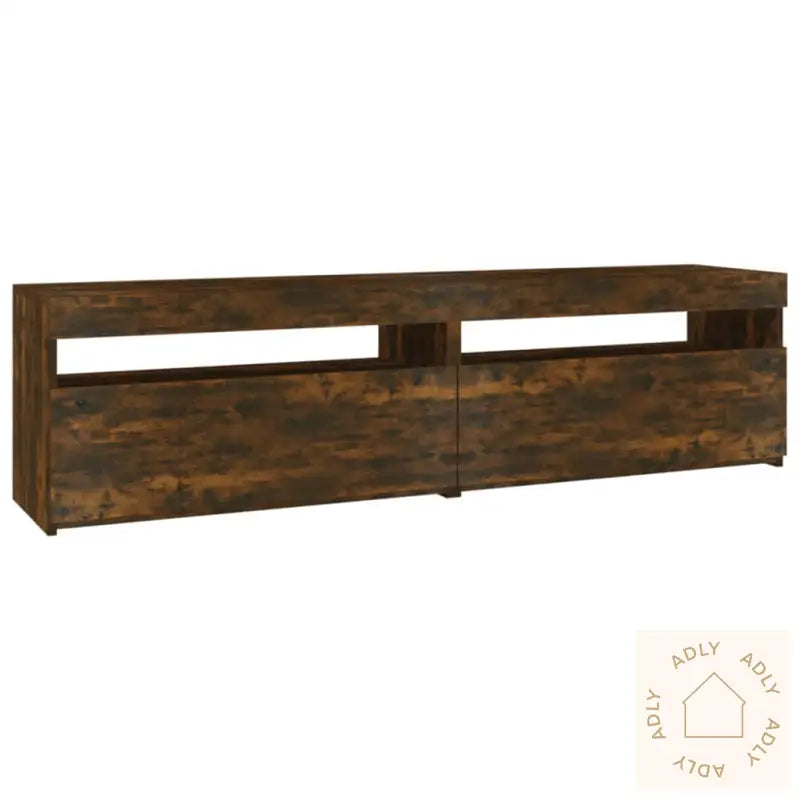 Tv-Benk Med Led-Lys 2 Stk Røkt Eik 75X35X40 Cm