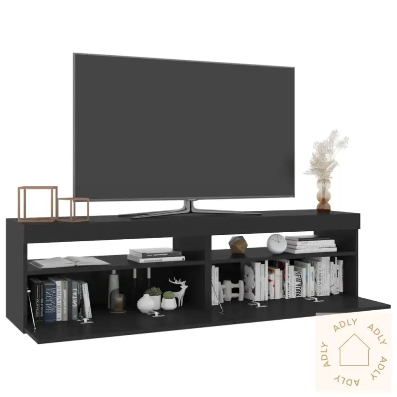 Tv-Benker 2 Stk Med Led-Lys Svart 75X35X40 Cm