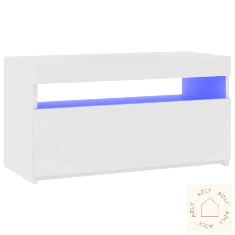 Tv-Benk Med Led-Lys Hvit 75X35X40 Cm
