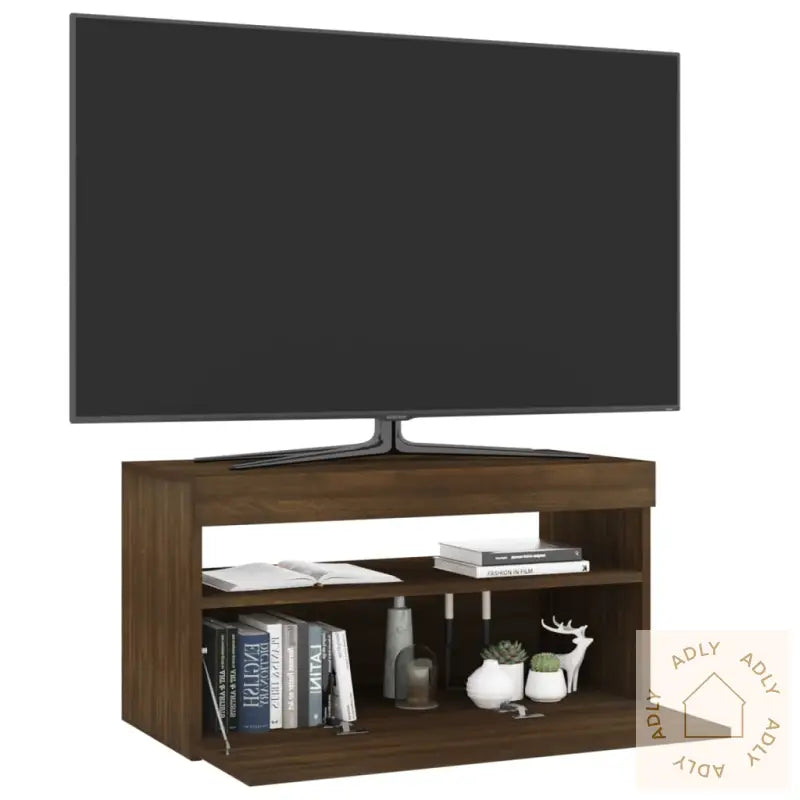 Tv-Benk Med Led-Lys Brun Eik 75X35X40 Cm
