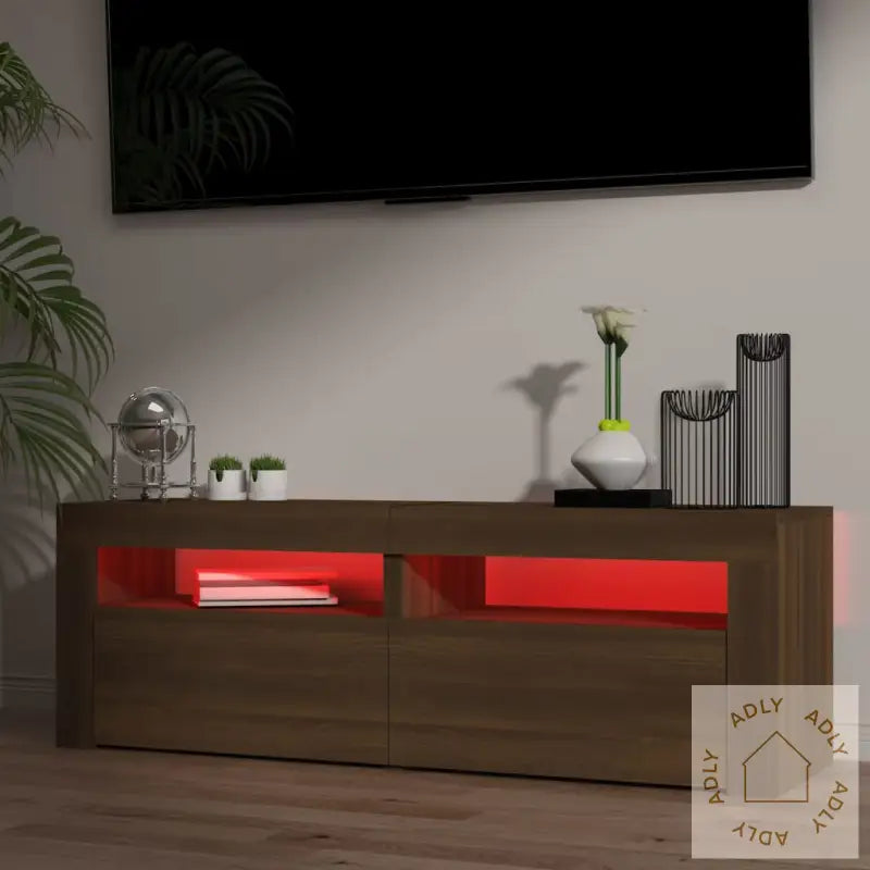 Tv-Benk Med Led-Lys Brun Eik 120X35X40 Cm