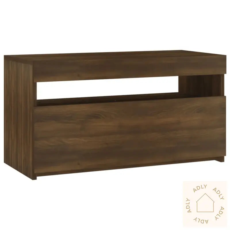 Tv-Benk Med Led-Lys Brun Eik 75X35X40 Cm