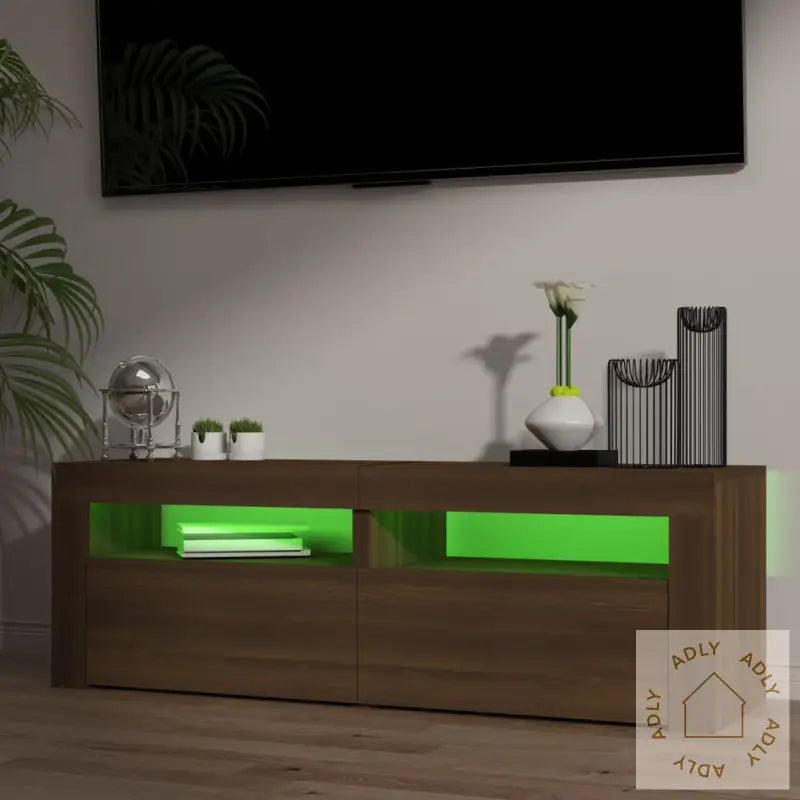 Tv-Benk Med Led-Lys Brun Eik 120X35X40 Cm