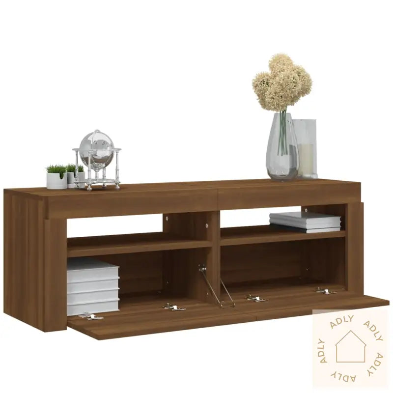 Tv-Benk Med Led-Lys Brun Eik 120X35X40 Cm