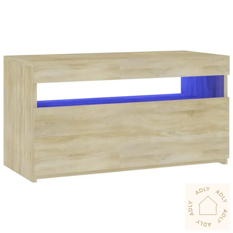 Tv-Benk Med Led-Lys Sonoma Eik 75X35X40 Cm