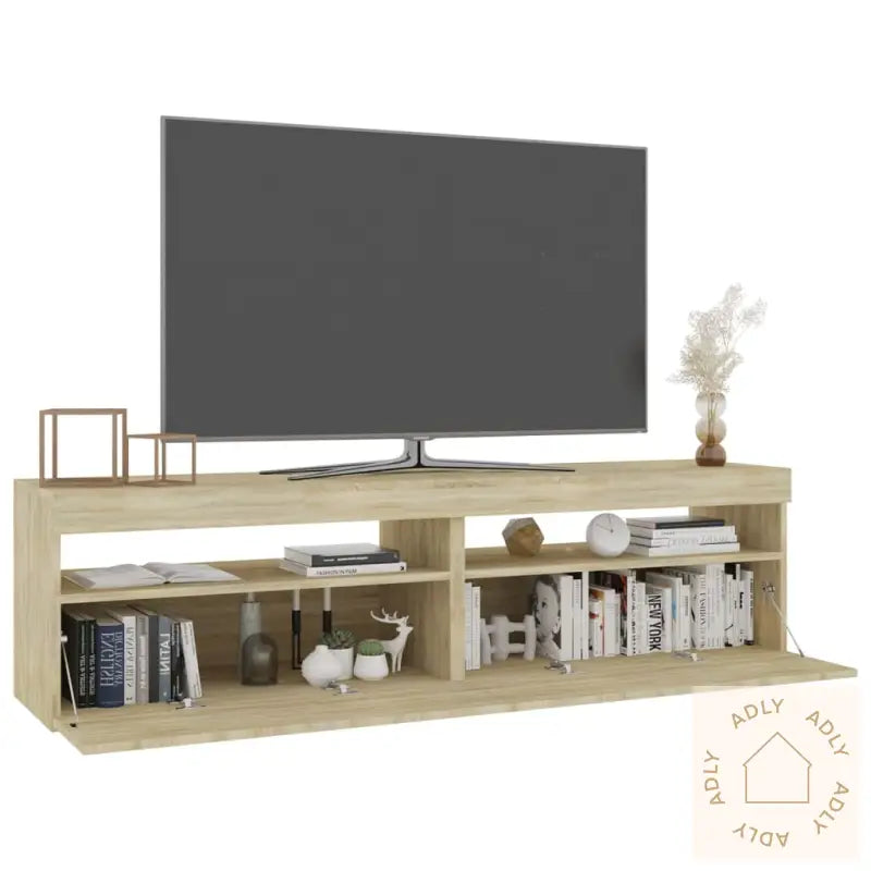 Tv-Benker 2 Stk Med Led-Lys Sonoma Eik 75X35X40 Cm