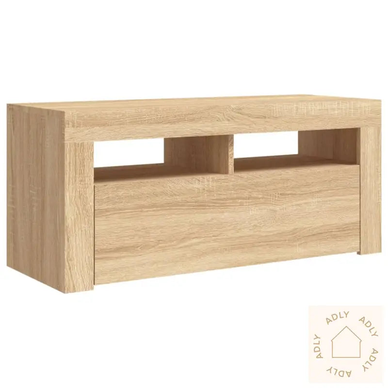 Tv-Benk Med Led-Lys Sonoma Eik 90X35X40 Cm