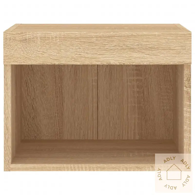 Veggmontert Nattbord Med Led-Lys Sonoma Eik