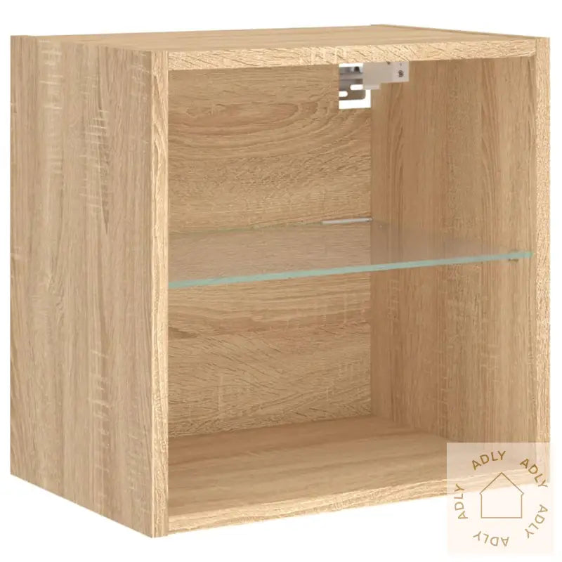 Veggmontert Nattbord Med Led-Lys Sonoma Eik