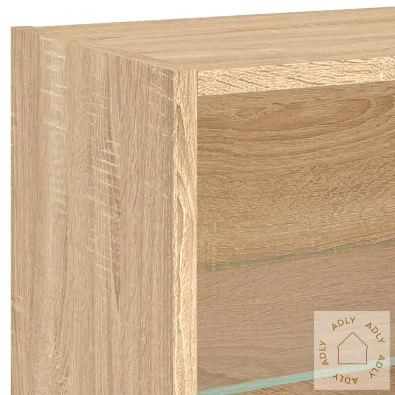 Veggmontert Nattbord Med Led-Lys Sonoma Eik