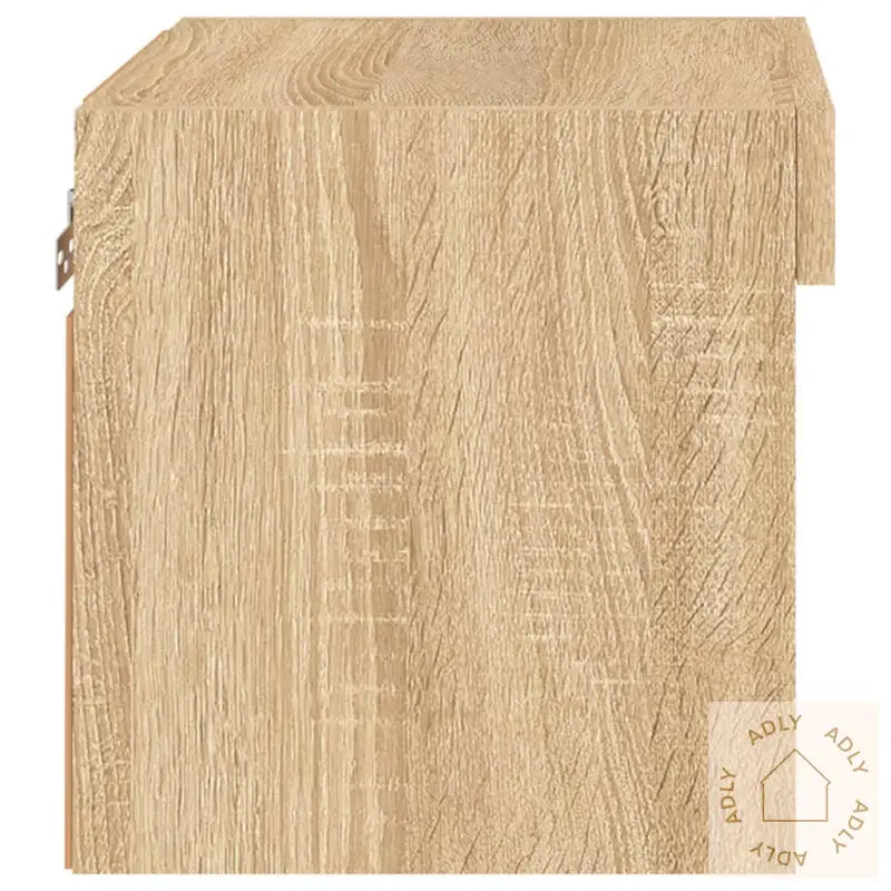 Veggmontert Nattbord Med Led-Lys Sonoma Eik