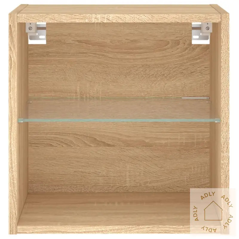 Veggmontert Nattbord Med Led-Lys Sonoma Eik