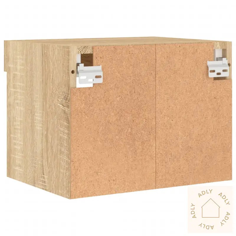 Veggmontert Nattbord Med Led-Lys Sonoma Eik