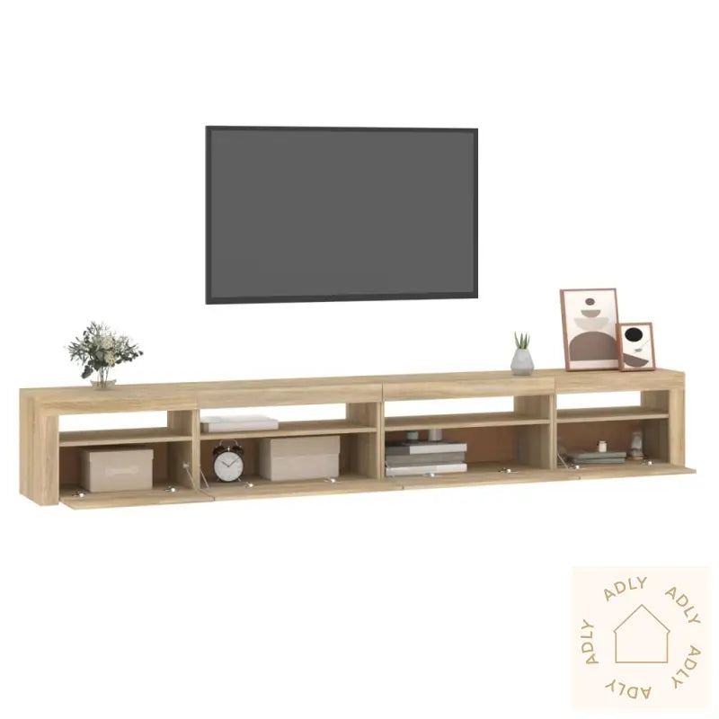 Tv-Benk Med Led-Lys Sonoma Eik 270X35X40 Cm