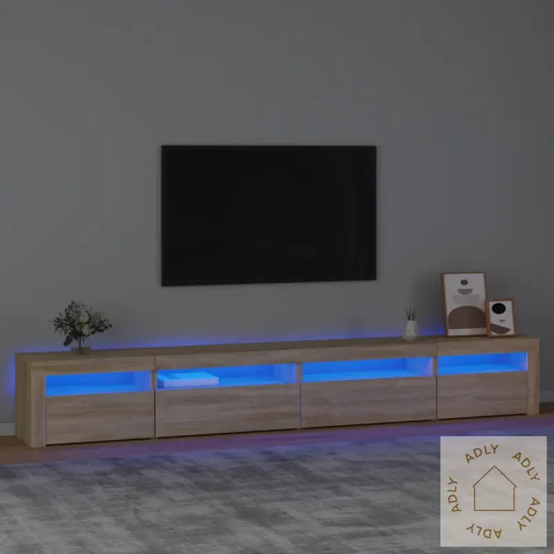 Tv-Benk Med Led-Lys Sonoma Eik 270X35X40 Cm
