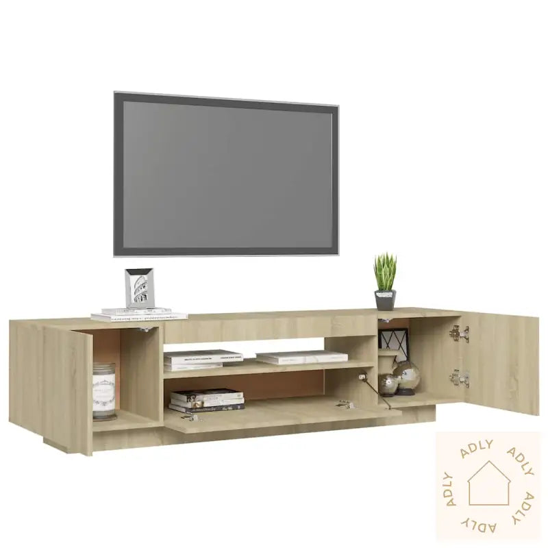 Tv-Benk Med Led-Lys Sonoma Eik 160X35X40 Cm
