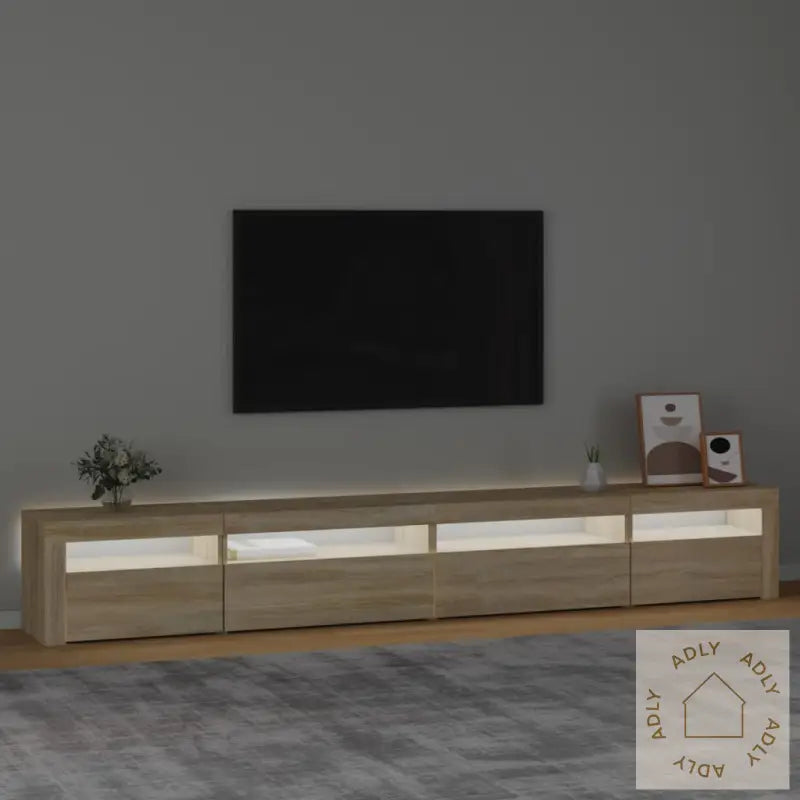 Tv-Benk Med Led-Lys Sonoma Eik 270X35X40 Cm