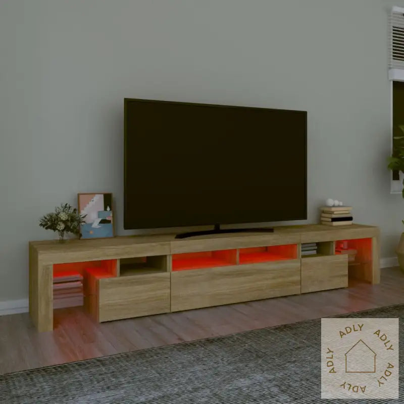 Tv-Benk Med Led-Lys Sonoma Eik 230X36,5X40 Cm