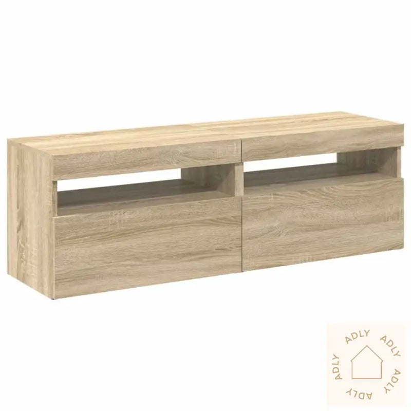 Tv-Benker Med Led-Lys 2 Stk Sonoma Eik 60X35X40 Cm