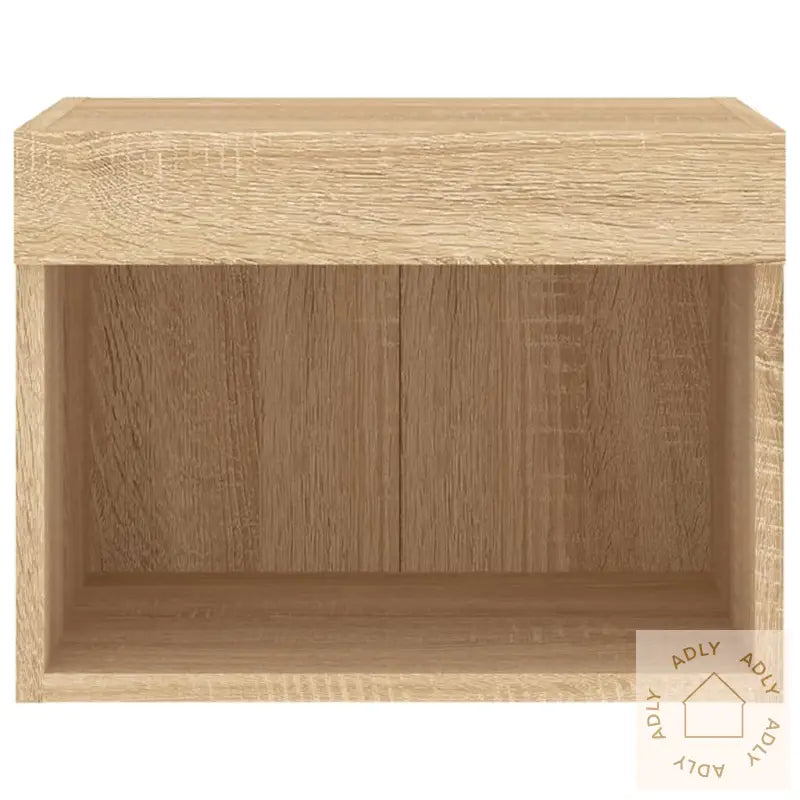 Veggmontert Nattbord Med Led-Lys 2 Stk Sonoma Eik