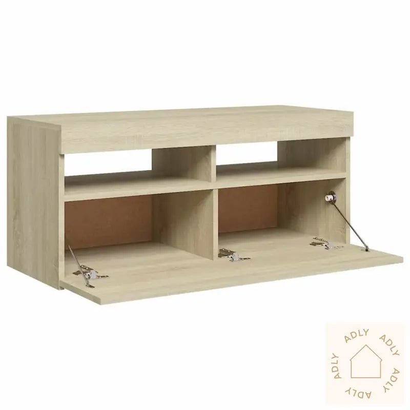 Tv-Benk Med Led-Lys Sonoma Eik 90X35X40 Cm