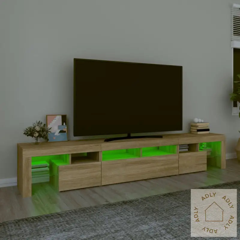 Tv-Benk Med Led-Lys Sonoma Eik 230X36,5X40 Cm