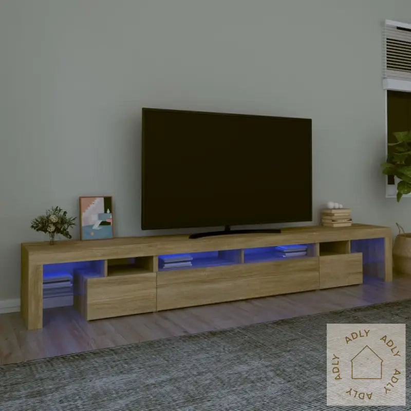 Tv-Benk Med Led-Lys Sonoma Eik 260X36,5X40 Cm
