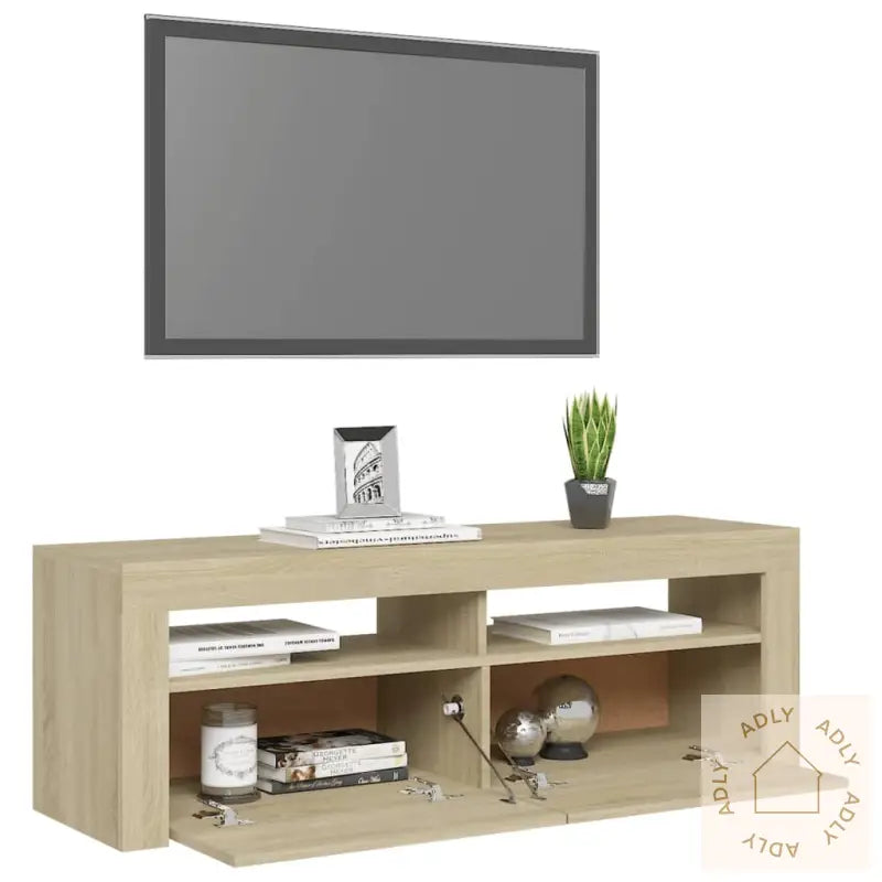 Tv-Benk Med Led-Lys Sonoma Eik 120X35X40 Cm