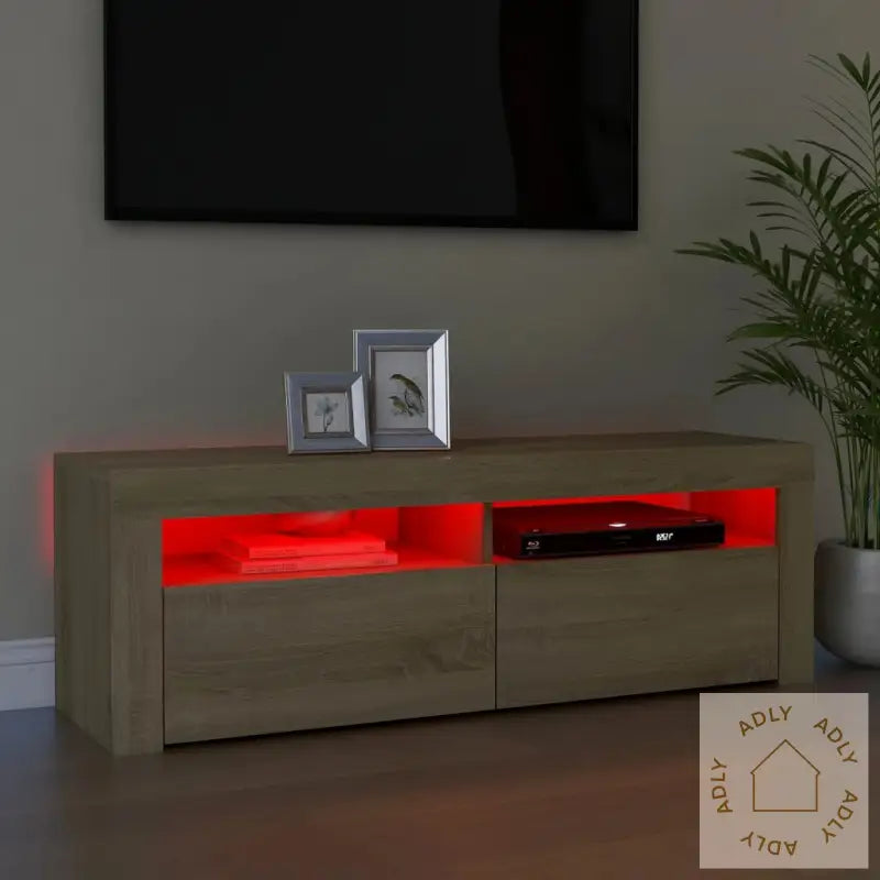 Tv-Benk Med Led-Lys Sonoma Eik 120X35X40 Cm