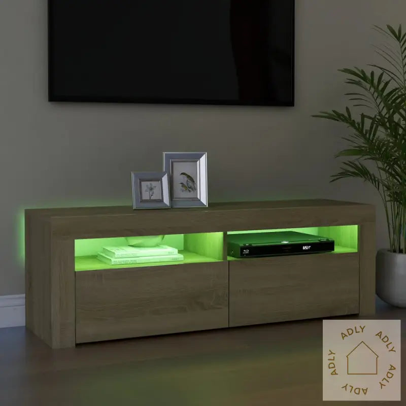 Tv-Benk Med Led-Lys Sonoma Eik 120X35X40 Cm