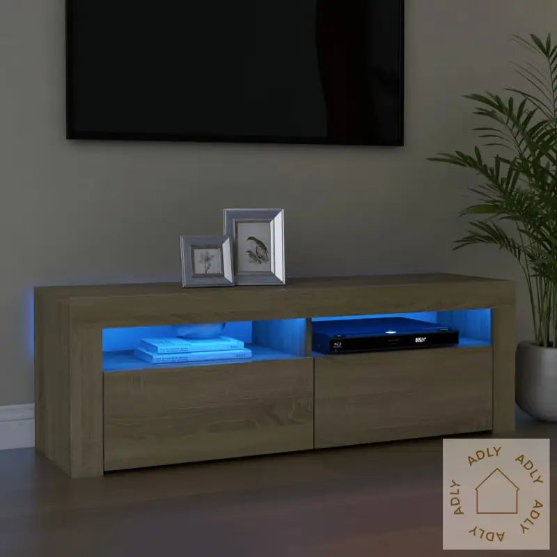 Tv-Benk Med Led-Lys Sonoma Eik 120X35X40 Cm