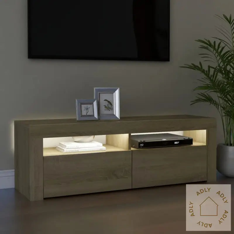 Tv-Benk Med Led-Lys Sonoma Eik 120X35X40 Cm