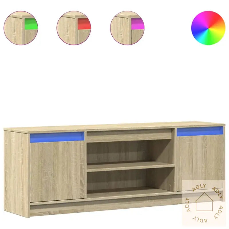 Tv-Benk Med Led Sonoma Eik 139,5X34X50 Cm Konstruert Tre