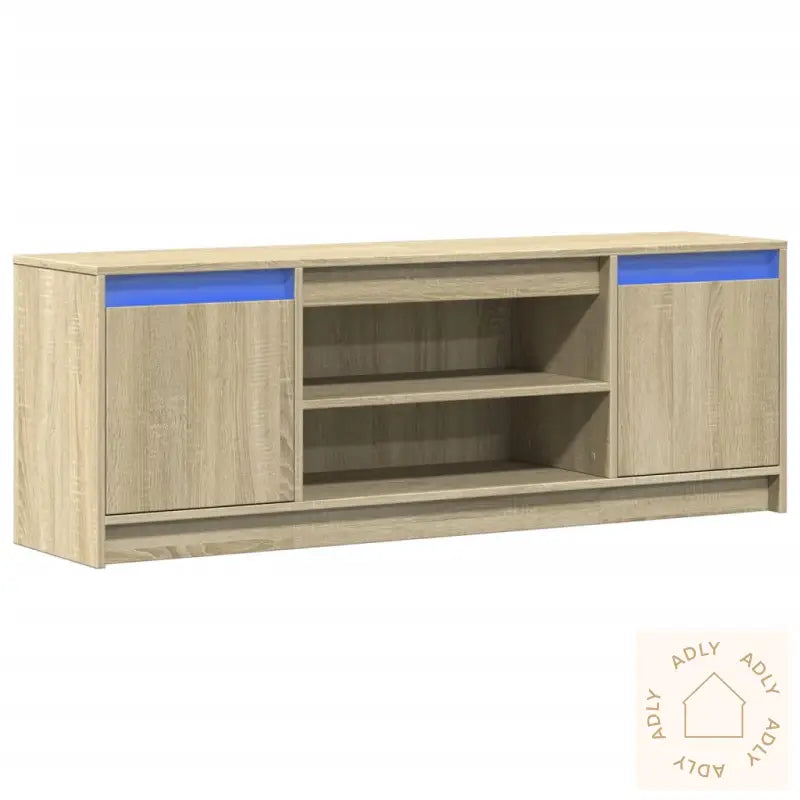 Tv-Benk Med Led Sonoma Eik 139,5X34X50 Cm Konstruert Tre