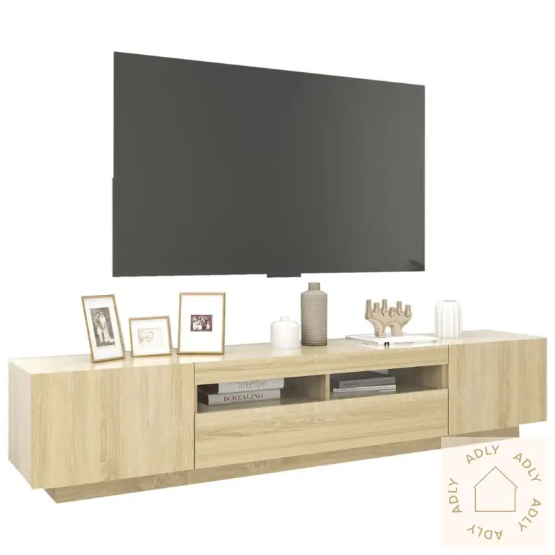 Tv-Benk Med Led-Lys Sonoma Eik 200X35X40 Cm