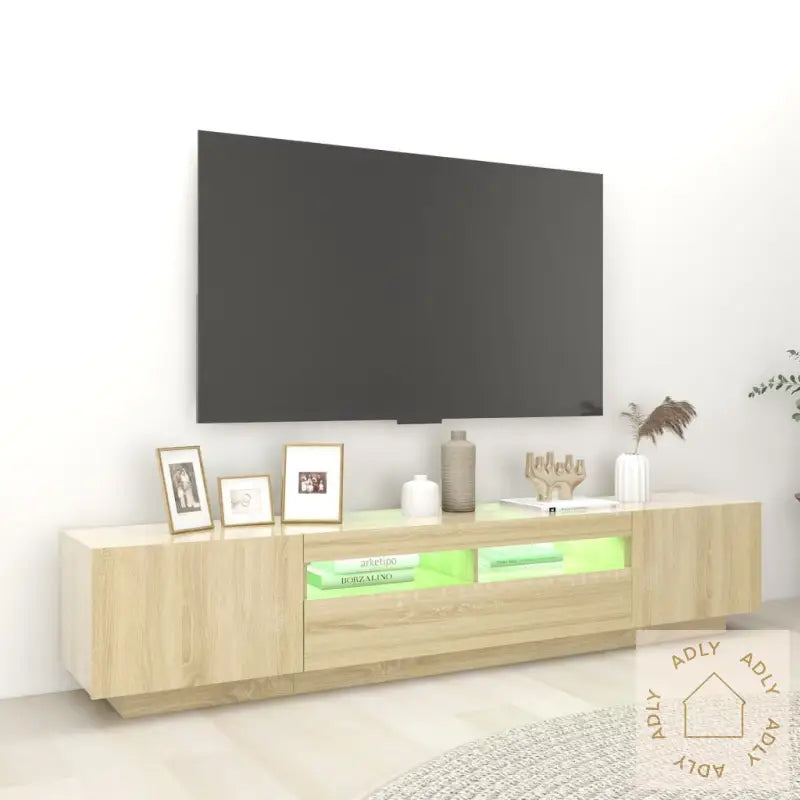 Tv-Benk Med Led-Lys Sonoma Eik 200X35X40 Cm