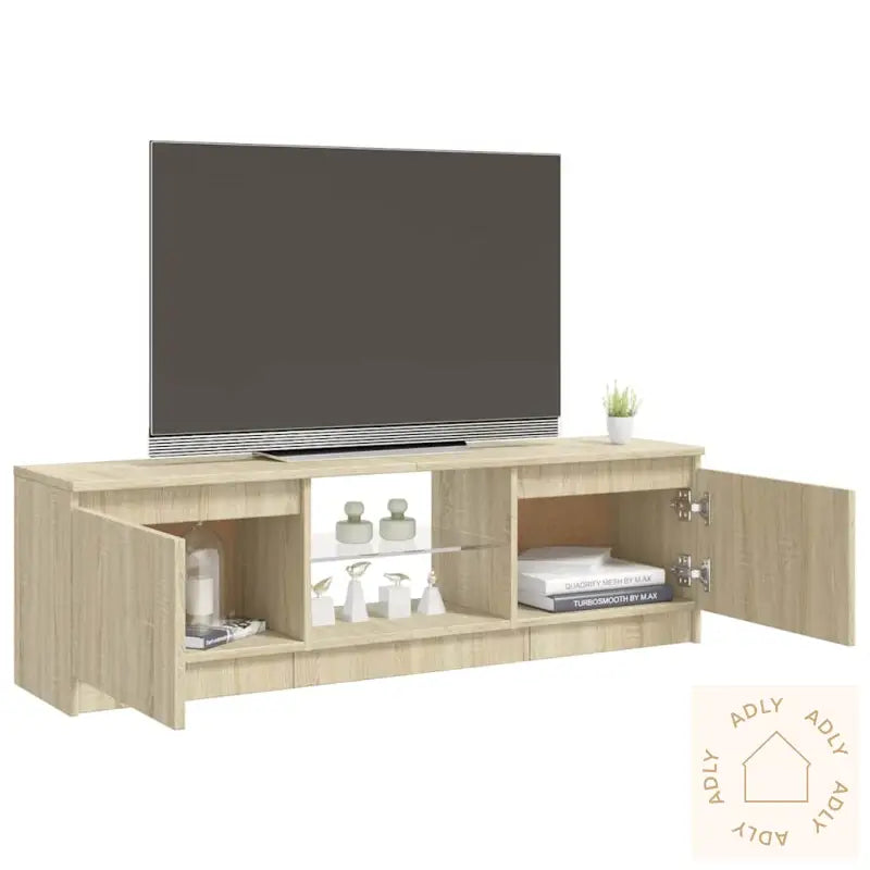 Tv-Benk Med Led-Lys Sonoma Eik 120X30X36 Cm