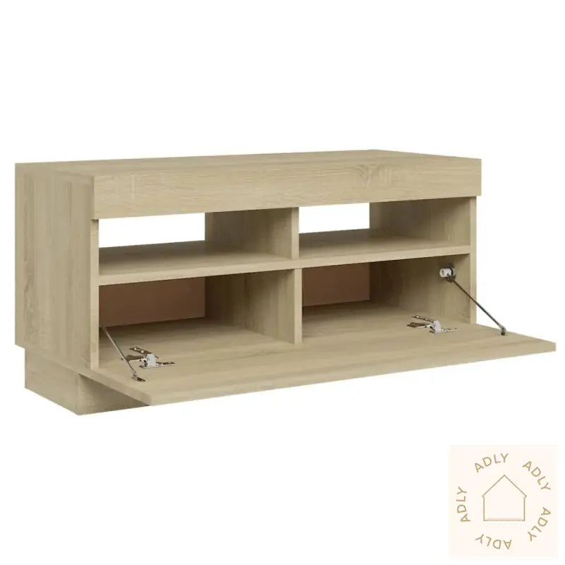 Tv-Benk Med Led-Lys Sonoma Eik 80X35X40 Cm
