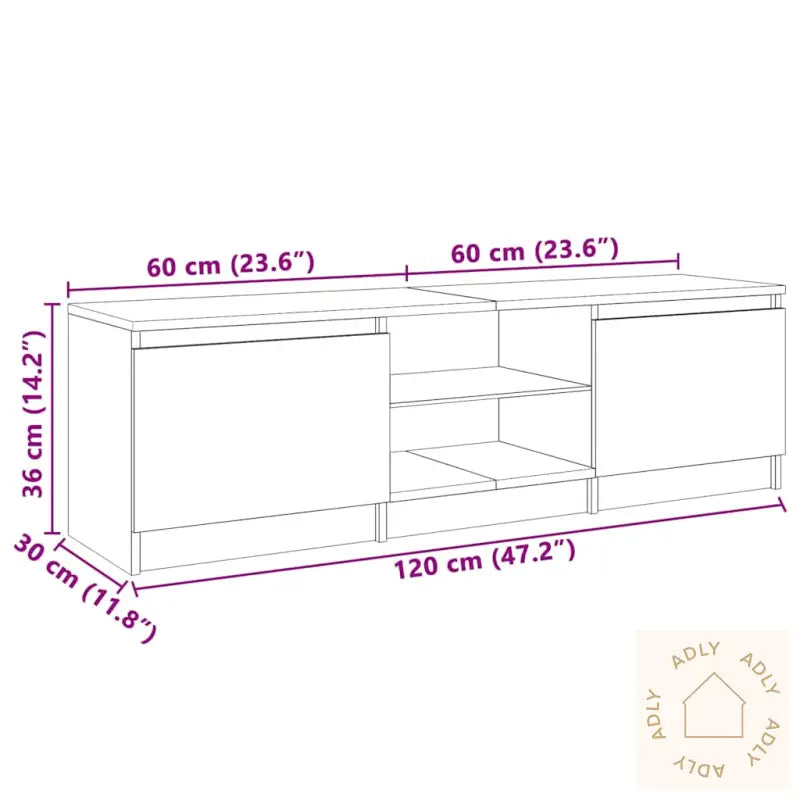 Tv-Benk Med Led-Lys Sonoma Eik 120X30X36 Cm