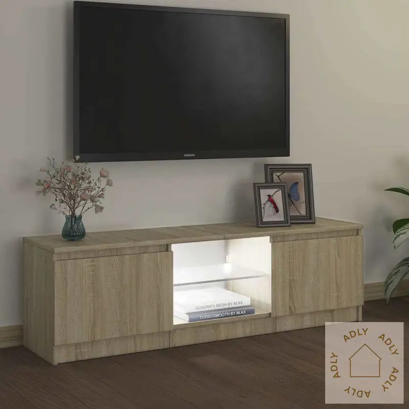 Tv-Benk Med Led-Lys Sonoma Eik 120X30X36 Cm